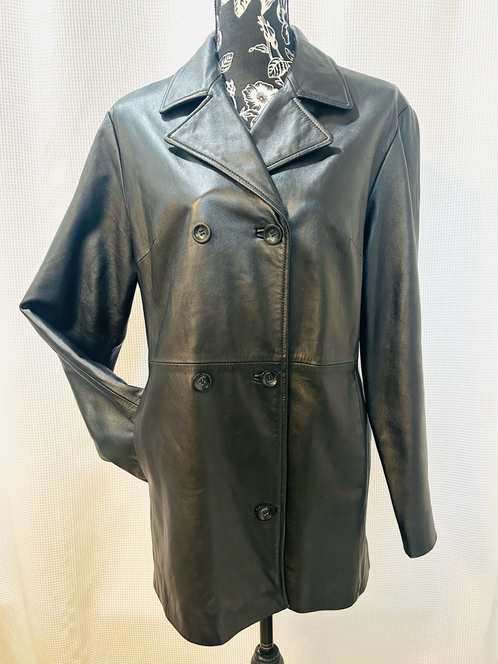 Women's Black Leather Double-Breasted Leather Jacket Women 12